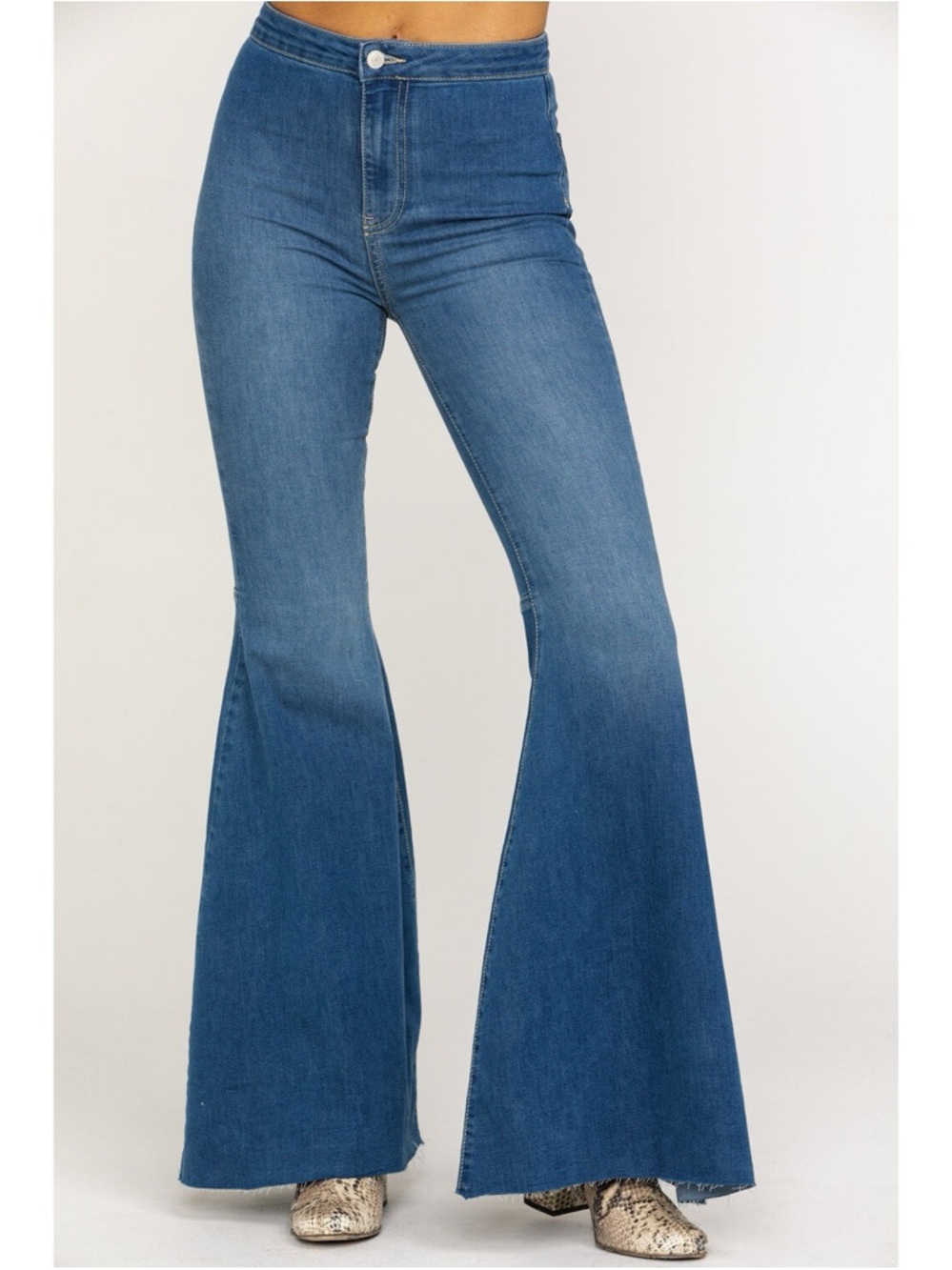 Free People High-Rise Just Float on Flare Wide Leg Jeans SZ 27 Bohemian Style